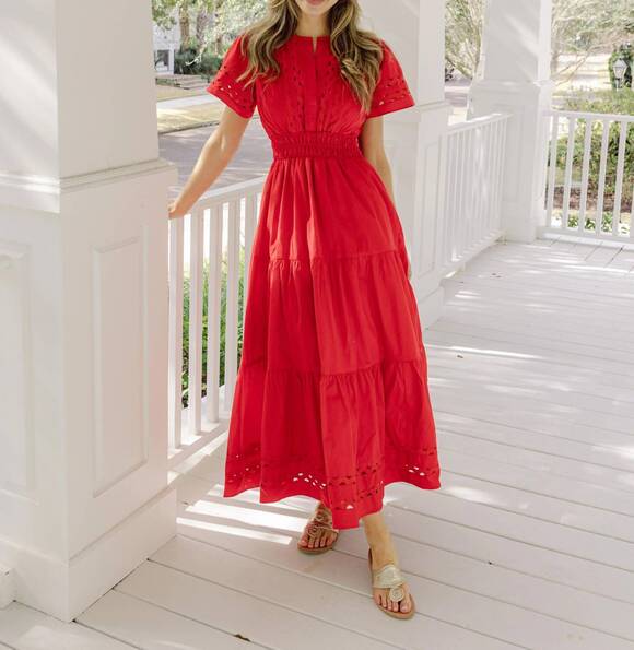SAIL TO SABLE Dresses & Skirts - NEW SAIL TO SABLE short sleeve cinched waist maxi dress in red